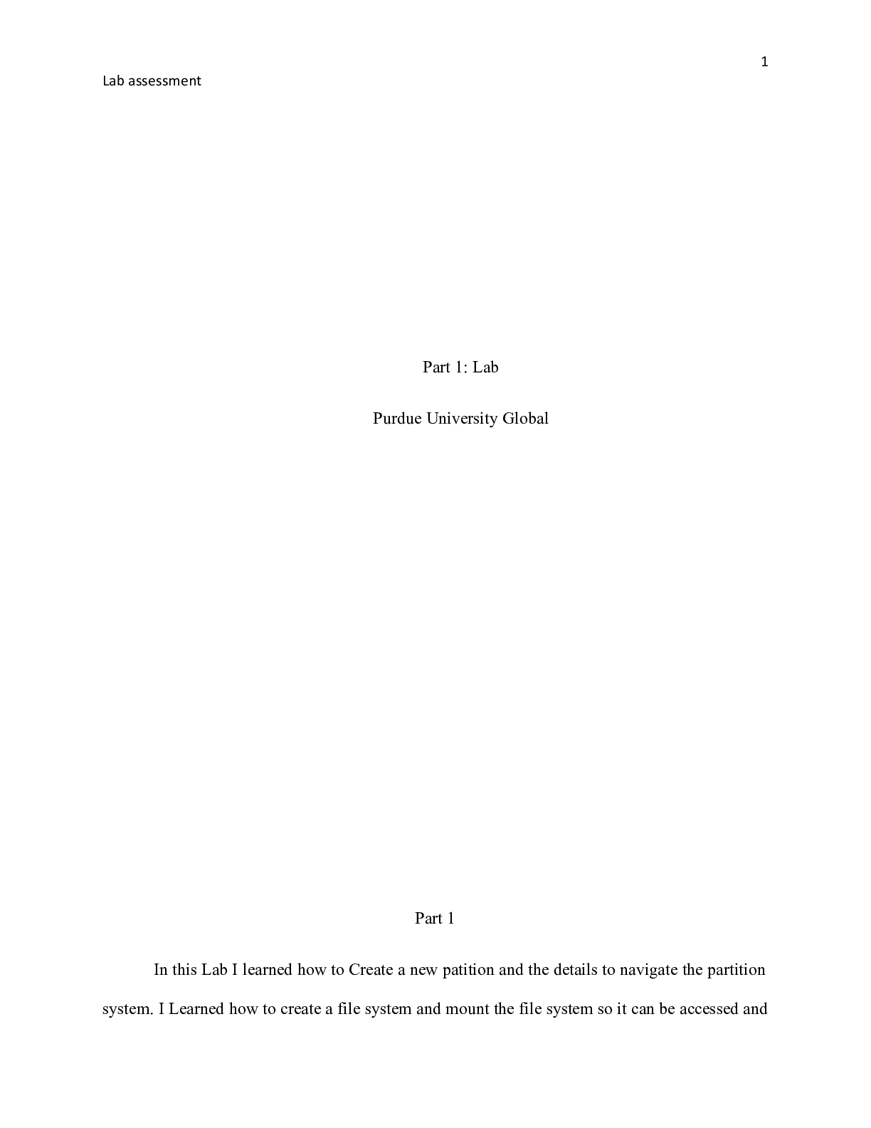 Preview image for IT275M2Part1  1 .docx    Part 1: Lab  Purdue University Global  Part 1  In this Lab I lear